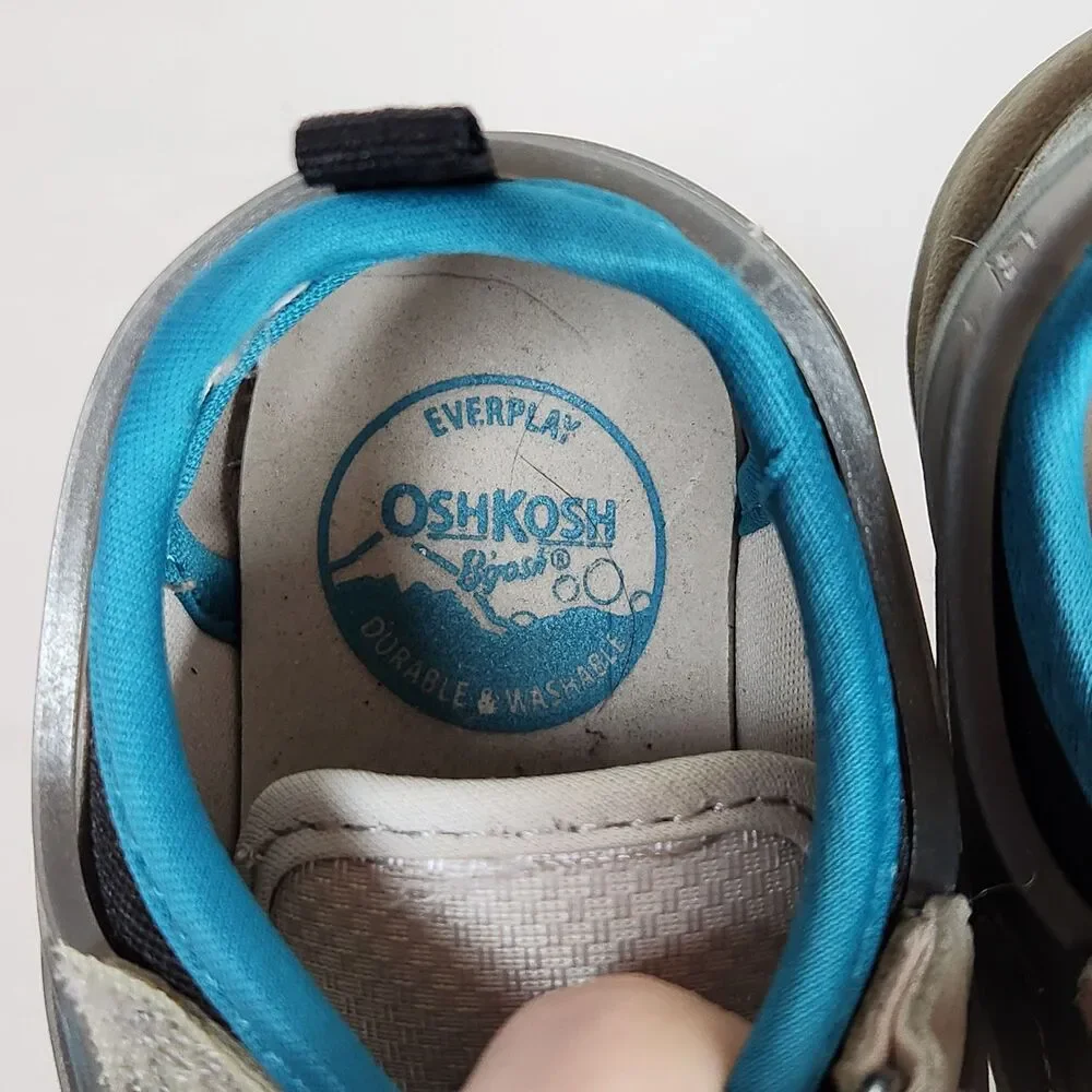 Osh Kosh B'gosh Sport Sandals Toddler Boys 7M Closed Bump Toe Washable Blue Gray